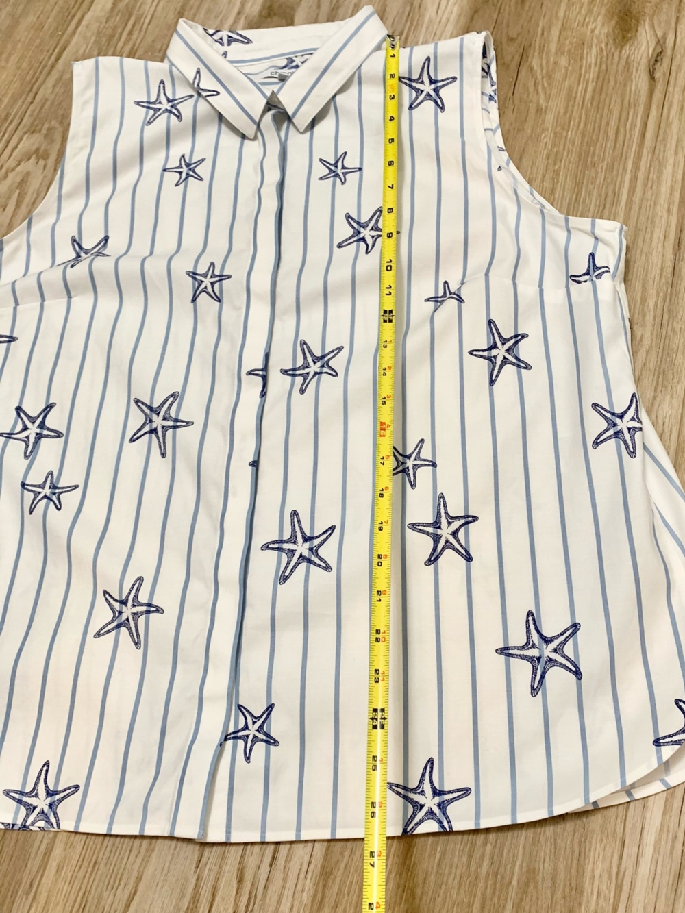 Chicos Starfish Button Down Sleeveless Shirt 4 - Womens 20 - Picture 7 of 7